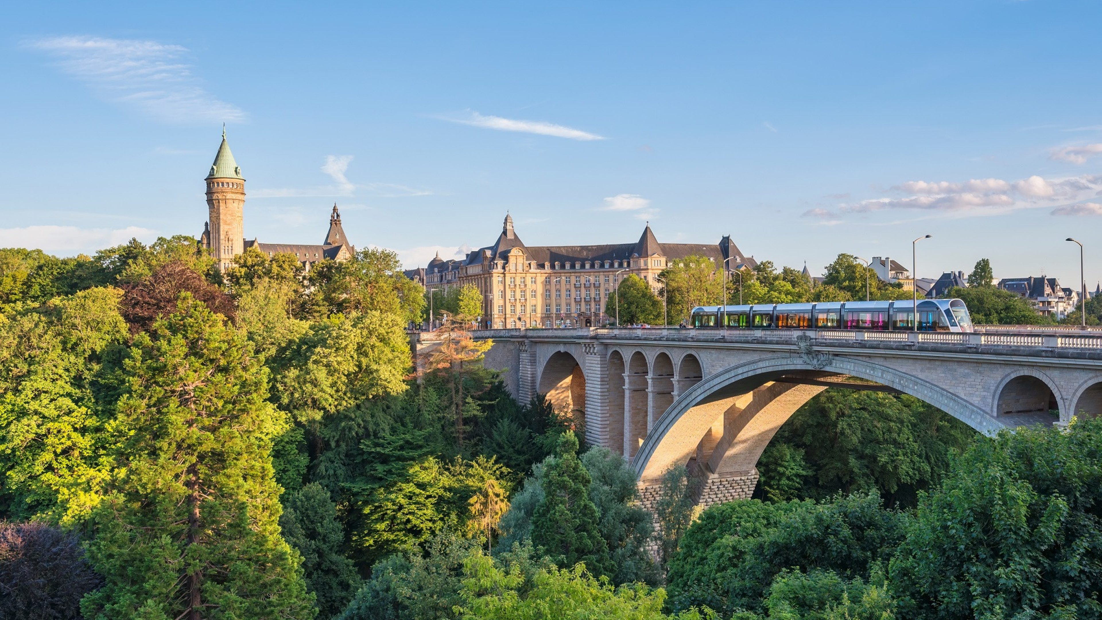 Grand Duchy of Luxembourg, city skyline at Pont Adolphe Bridge; Shutterstock ID 2265003823; purchase_order: 1; job: Website news; client: Swiss Life Global Solutions; other: 
